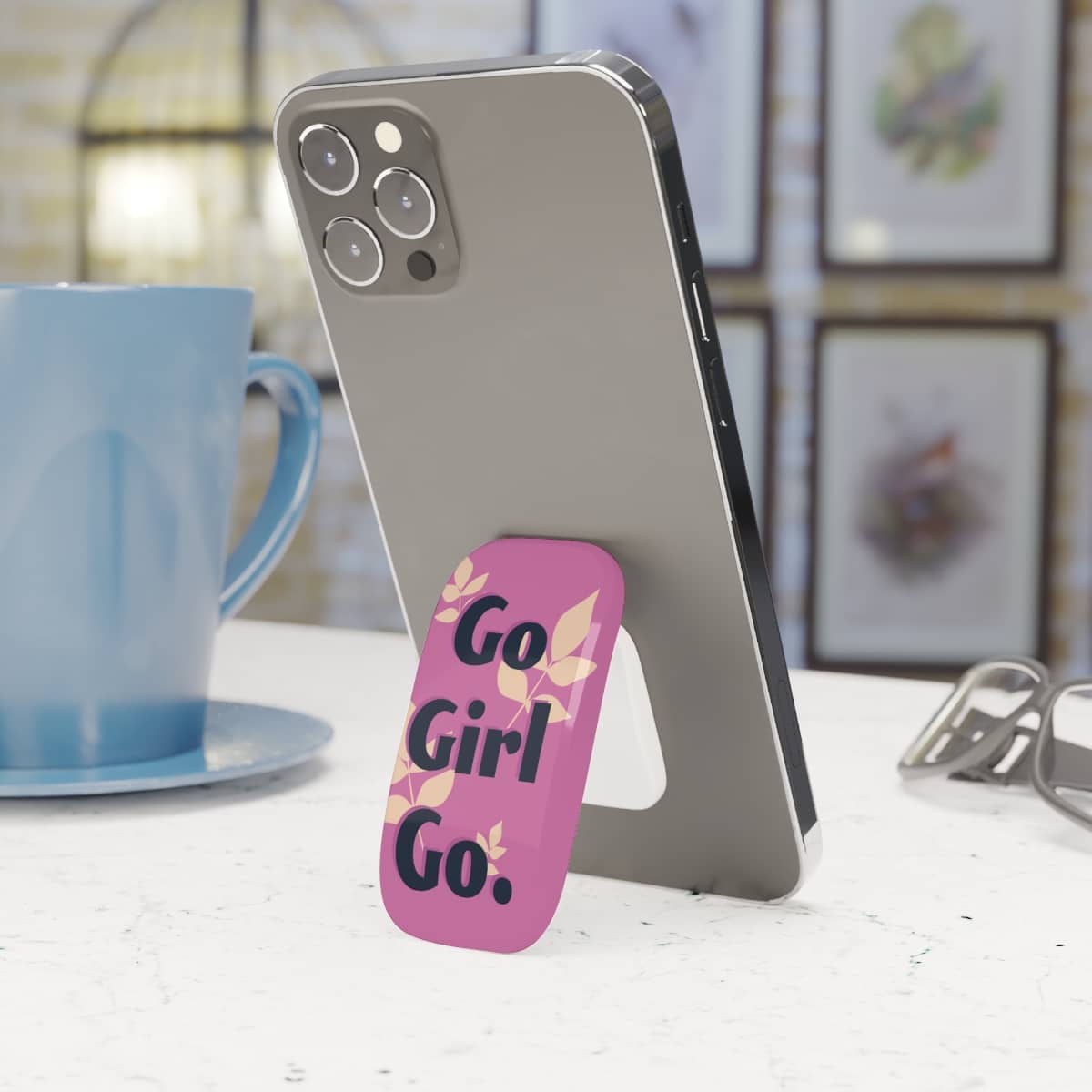 Pink Go Girl Go Click-On Phone Grip Pink Go Girl Go Click-On Phone Grip